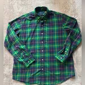 Ralph Lauren Men’s Performance‎ Flannel Classic Fit Green Plaid Sz XL